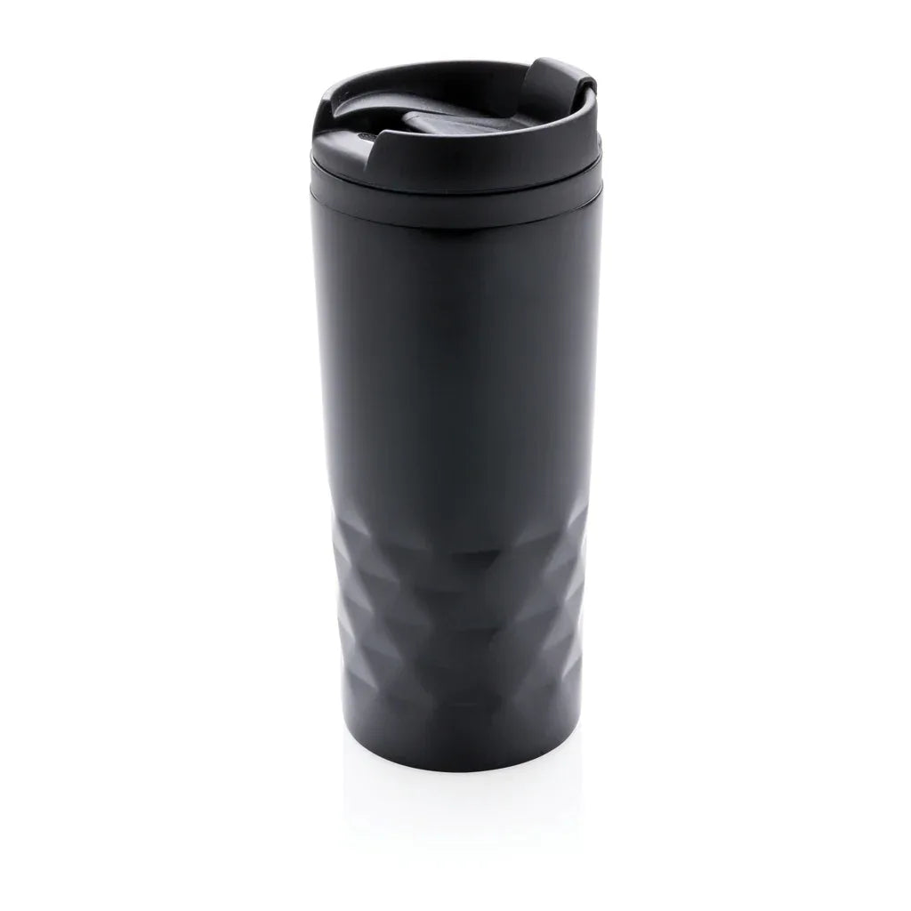 Sleek Black Geometric Stainless Steel Travel Tumbler Mug 10oz Capacity - Gomix Brands Outlet